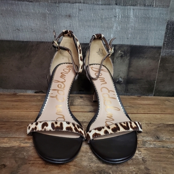 New Sam Edelman Patti Ankle Strap Sandal -Leopard-print Calf Hair Sandal - Picture 7 of 8